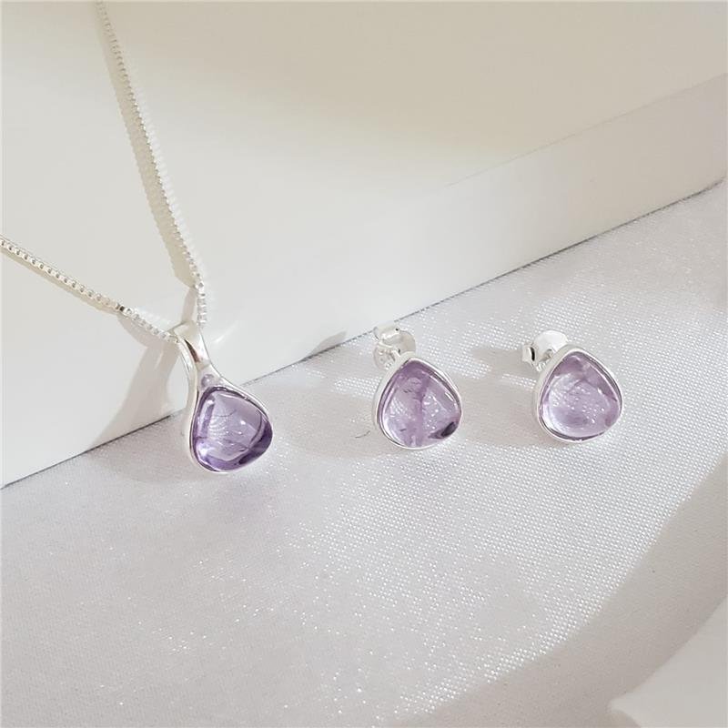 CONJUNTO PEDRA NATURAL PRATA 925