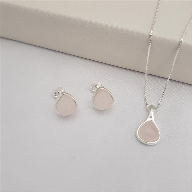 CONJUNTO PEDRA NATURAL PRATA 925