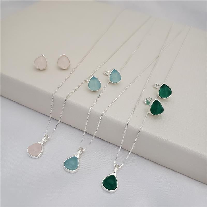 CONJUNTO PEDRA NATURAL PRATA 925