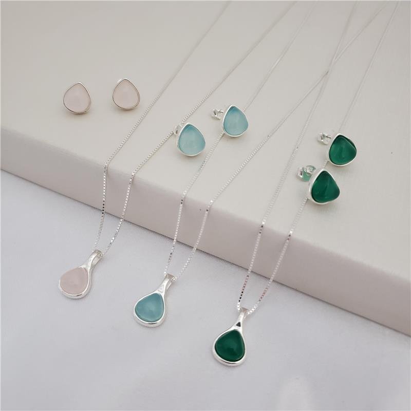 CONJUNTO PEDRA NATURAL PRATA 925