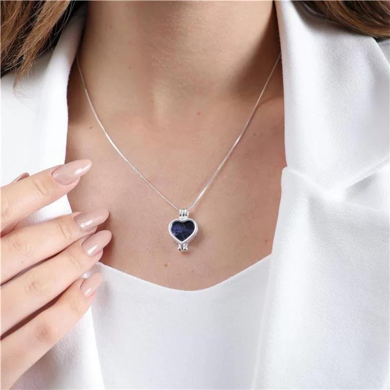 Colar Coração Relicário 7 Pedras | Prata 925