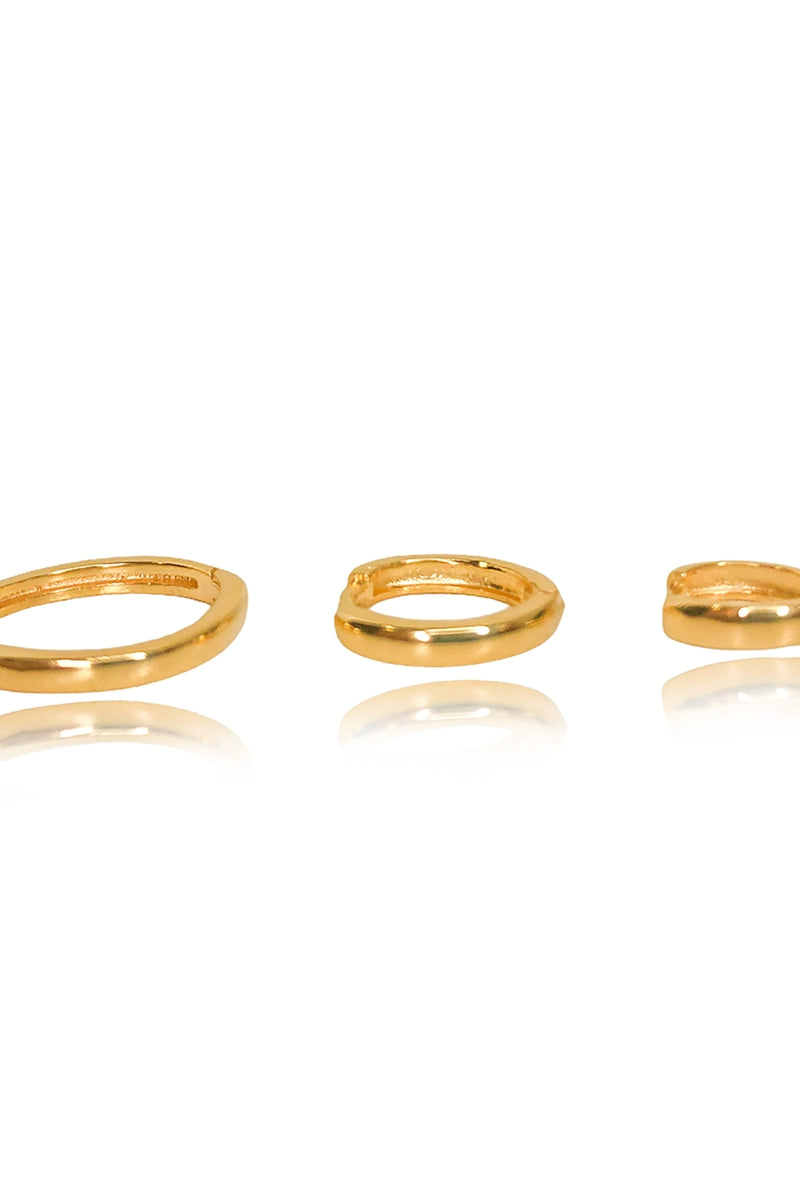 Trio de Argolinhas Lisas | Banhado em Ouro 18k