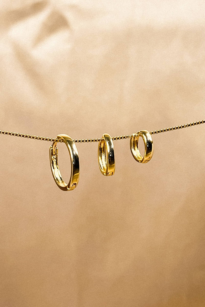 Trio de Argolinhas Lisas | Banhado em Ouro 18k