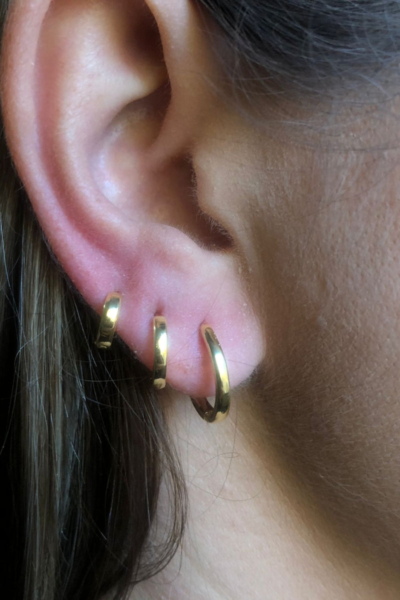 Trio de Argolinhas Lisas | Banhado em Ouro 18k