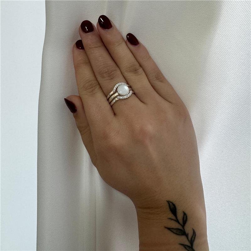 Conjunto 3 Anéis Cravejados com Pedra Natural | Prata 925