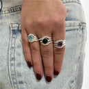 Conjunto 3 Anéis Cravejados com Pedra Natural | Prata 925