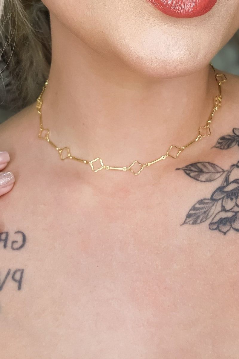 Choker Trevos e Tubinhos | Banhado em ouro 18k