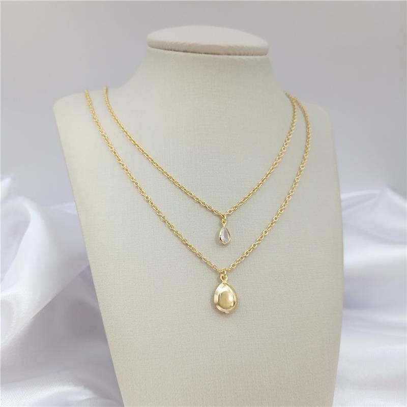 Colar Longo Duplo 2 Gotas | Banhado em Ouro 18k