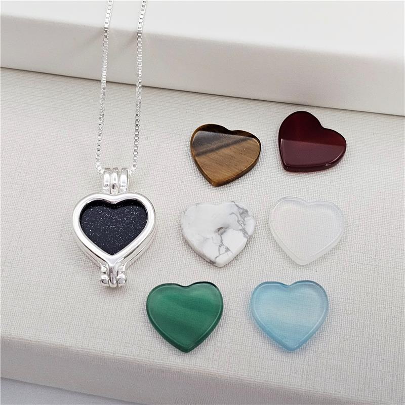 Colar Coração Relicário 7 Pedras | Prata 925