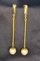 Brinco Haste Fininha com Pingente de Pérola | Banhado em Ouro 18k