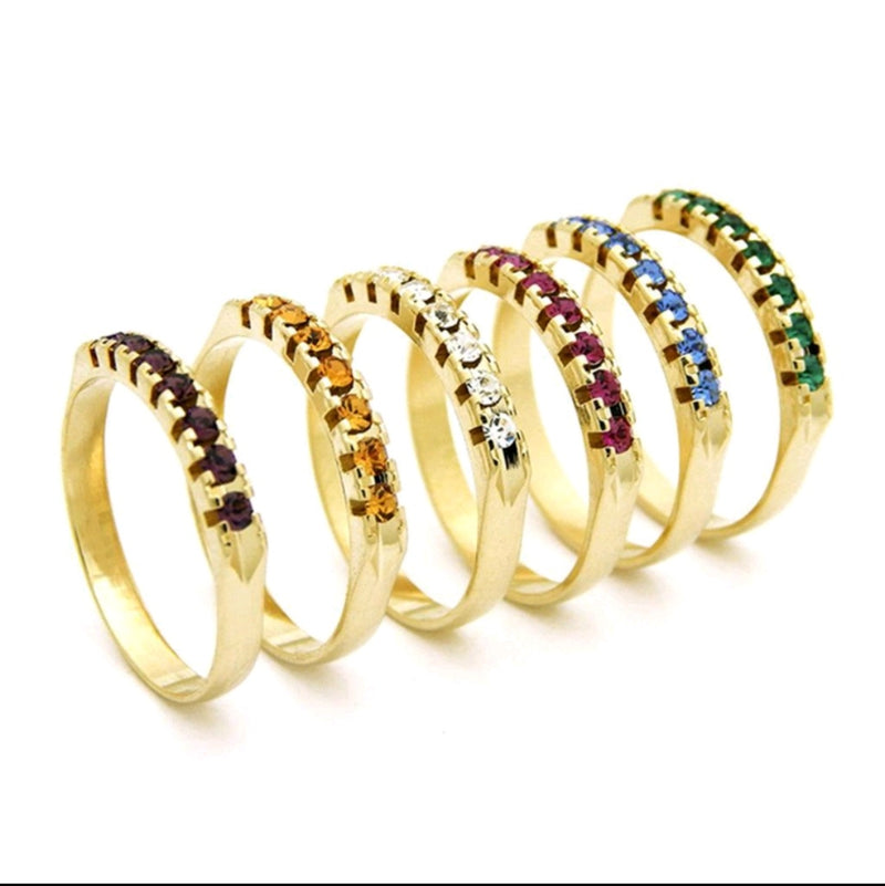 Anel Aparador Cravejado Ouro Amarelo | Banhando em Ouro 18k