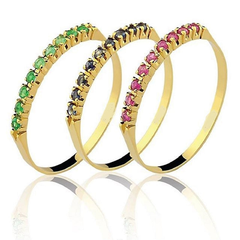 Anel Aparador Cravejado Ouro Amarelo | Banhando em Ouro 18k