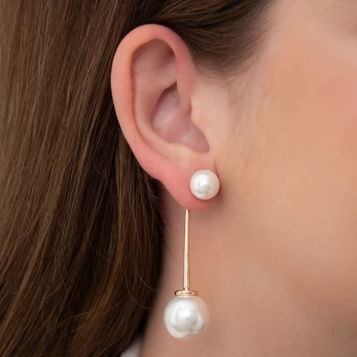 Brinco Contrapeso de Pérola | Banhado em Ouro 18k