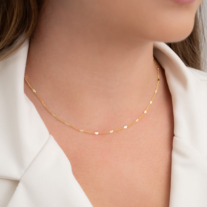 Choker Coração Martelado | Banhado em Ouro 18k